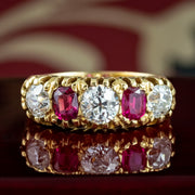 Antique Victorian Ruby Diamond Ring 1.55ct Diamond 
