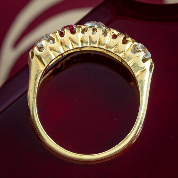 Antique Victorian Ruby Diamond Ring 1.55ct Diamond 