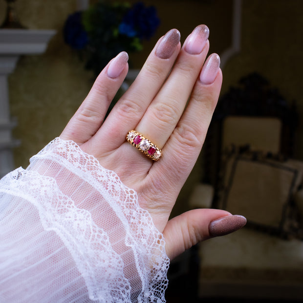 Antique Victorian Ruby Diamond Ring 1.55ct Diamond