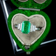 Antique Art Deco Emerald Diamond Ring 1.8ct Emerald