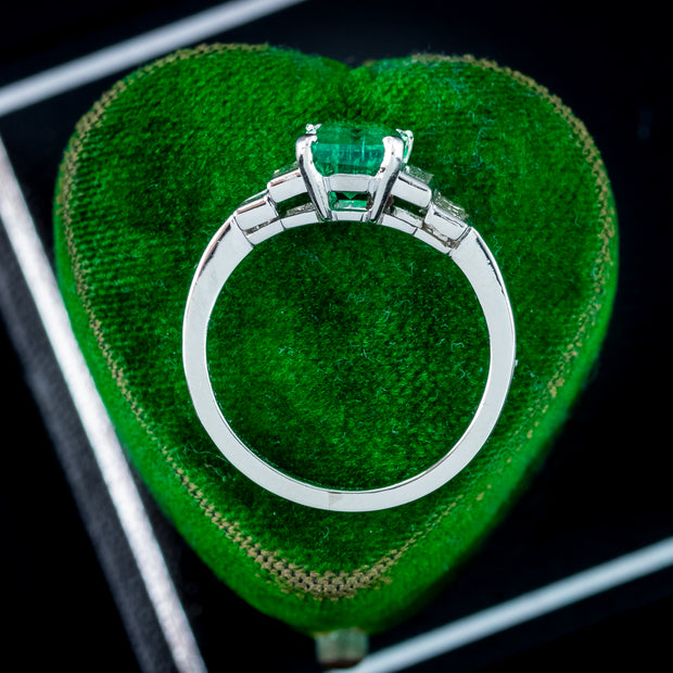 Antique Art Deco Emerald Diamond Ring 1.8ct Emerald