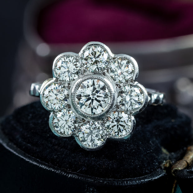 Edwardian Style Diamond Cluster Ring 2.36ct Total