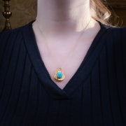 Antique Victorian Etruscan Turquoise Padlock Pendant 18ct Gold
