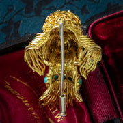 Vintage Poodle Dog Brooch 18ct Gold Turquoise Collar Ruby Eyes
