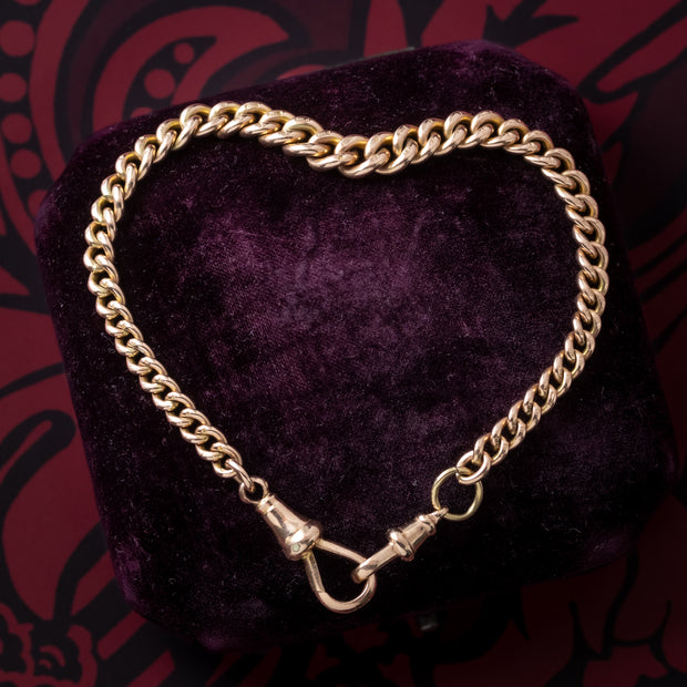 Antique Victorian Albert Bracelet 9ct Gold Curb Chain