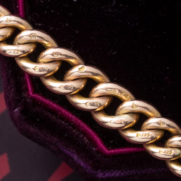 Antique Victorian Albert Bracelet 9ct Gold Curb Chain