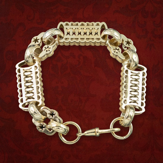 Victorian Style Albert Chain Bracelet Silver 18ct Gold Gilt