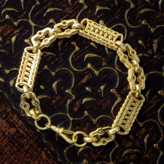 Victorian Style Albert Chain Bracelet Silver 18ct Gold Gilt