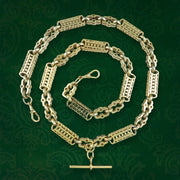 Victorian Style Albert Chain Necklace Silver 18ct Gold Gilt 24 Inch