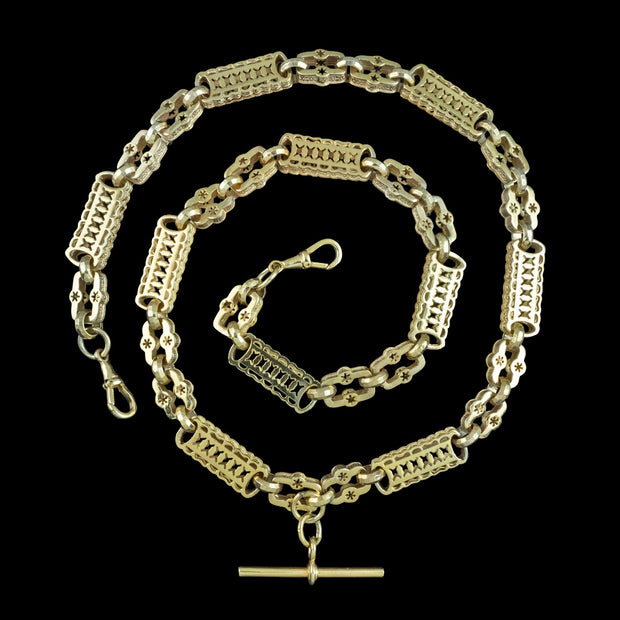 Victorian Style Albert Chain Necklace Silver 18ct Gold Gilt 24 Inch