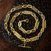 Victorian Style Albert Chain Necklace Silver 18ct Gold Gilt 24 Inch