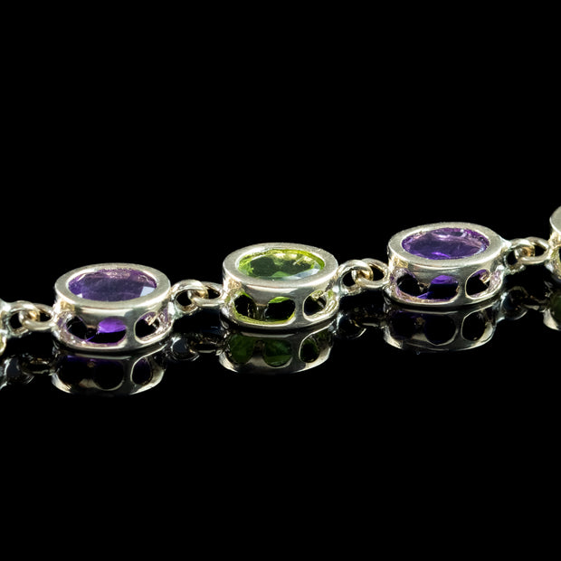 Edwardian Style Amethyst Peridot Bracelet 9ct Gold