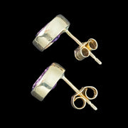 Edwardian Style Amethyst Stud Earrings 9ct Gold 