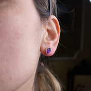 Edwardian Style Amethyst Stud Earrings 9ct Gold 