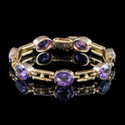 Antique Art Deco Amethyst Pearl Bracelet 9ct Gold With Heart Padlock