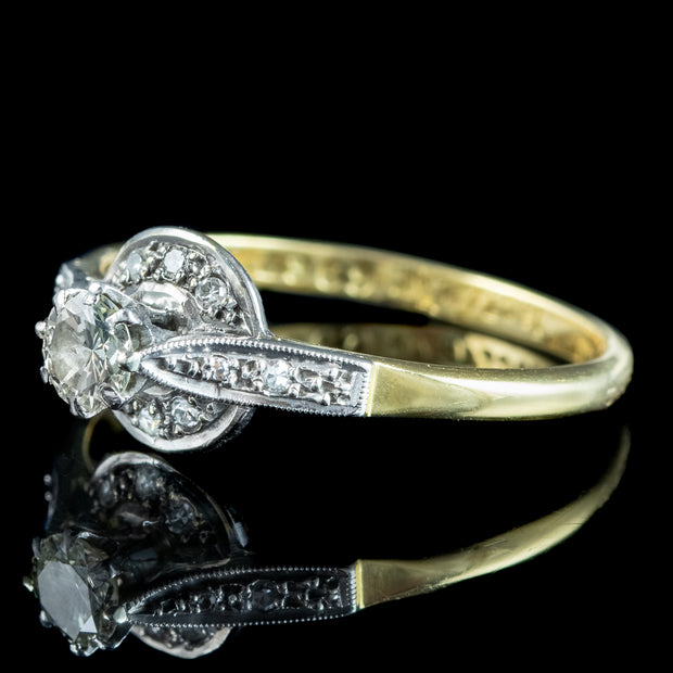 Antique Art Deco Diamond Cluster Ring 0.36ct Total