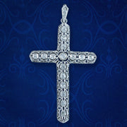 Antique Art Deco Diamond Cross Pendant 18ct Gold 1.4ct Total