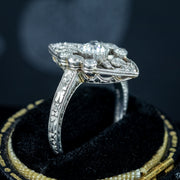 Antique Art Deco Diamond Navette Ring 0.65ct Total