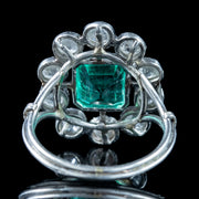 Antique Art Deco Emerald Diamond Cluster Ring 1.7ct Emerald 