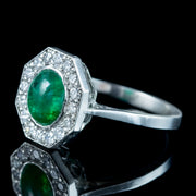 Antique Art Deco Emerald Diamond Cluster Ring 1.6ct Emerald