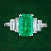 Antique Art Deco Emerald Diamond Ring 1.8ct Emerald