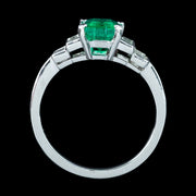 Antique Art Deco Emerald Diamond Ring 1.8ct Emerald