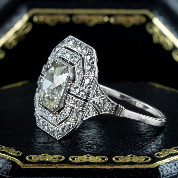 Antique Art Deco Fancy Diamond Cluster Ring 4ct Total 