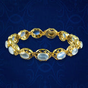 Antique Art Deco Moonstone Bracelet 18ct Gold Cased