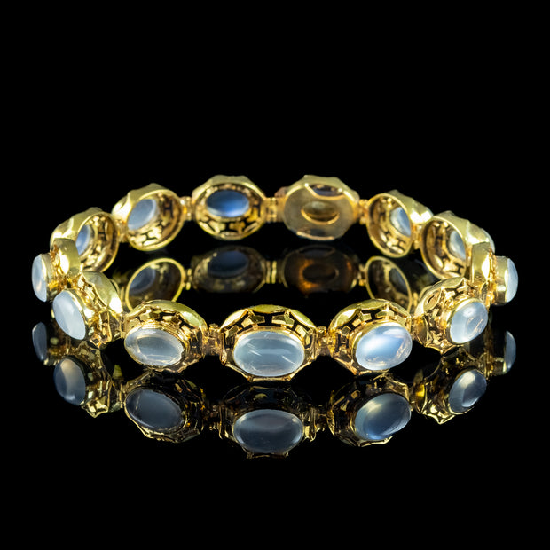 Antique Art Deco Moonstone Bracelet 18ct Gold Cased