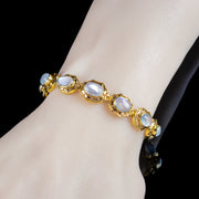 Antique Art Deco Moonstone Bracelet 18ct Gold Cased