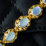 Antique Art Deco Moonstone Bracelet 18ct Gold Cased