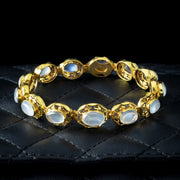 Antique Art Deco Moonstone Bracelet 18ct Gold Cased