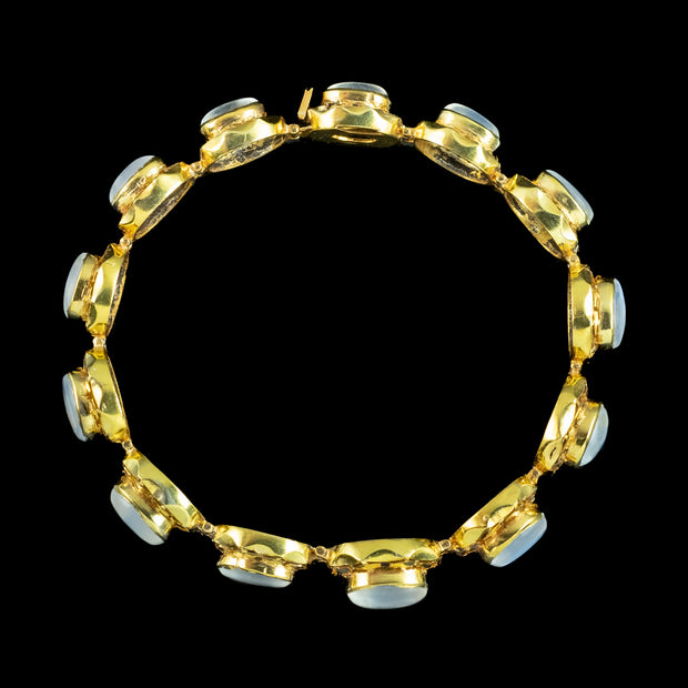 Antique Art Deco Moonstone Bracelet 18ct Gold Cased