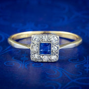 Antique Art Deco Sapphire Diamond Cluster Ring 