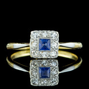 Antique Art Deco Sapphire Diamond Cluster Ring 