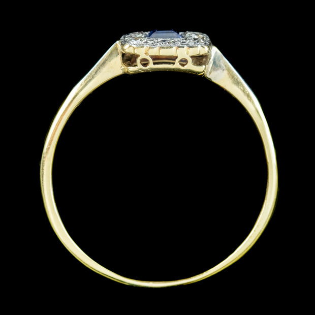 Antique Art Deco Sapphire Diamond Cluster Ring 