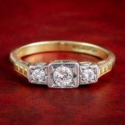 Antique Art Deco Diamond Trilogy Ring 0.40ct Total