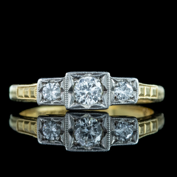 Antique Art Deco Diamond Trilogy Ring 0.40ct Total