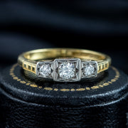 Antique Art Deco Diamond Trilogy Ring 0.40ct Total