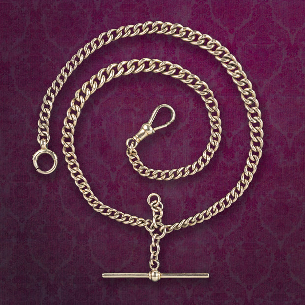 Antique Edwardian Albert Chain 9ct Gold 