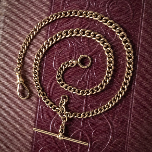 Antique Edwardian Albert Chain 9ct Gold 