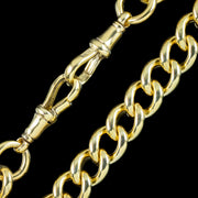 Antique Edwardian Albert Chain Necklace Silver 18ct Gold Gilt Dated 1908