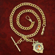 Antique Edwardian Albert Chain With Medallion Silver 18ct Gold Gilt