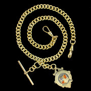 Antique Edwardian Albert Chain With Medallion Silver 18ct Gold Gilt