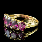 Antique Edwardian Almandine Garnet Diamond Five Stone Ring Dated 1915