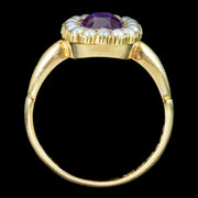 Antique Edwardian Amethyst Pearl Cluster Ring Dated 1909