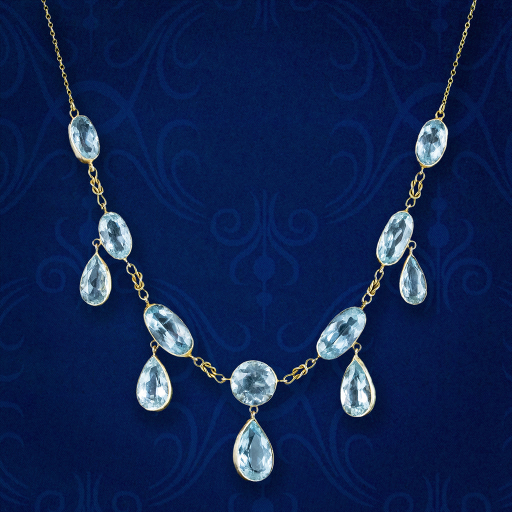 Popular Vintage faceted pear shaped aquamarine briolette necklace