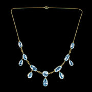 Antique Edwardian Aquamarine Dropper Necklace 36ct Total