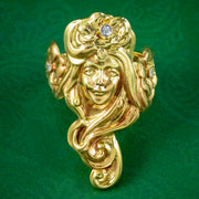 Antique Edwardian Art Nouveau Diamond Nymph Maiden Ring 