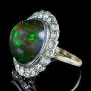 Antique Edwardian Black Opal Diamond Cocktail Ring 25ct Opal